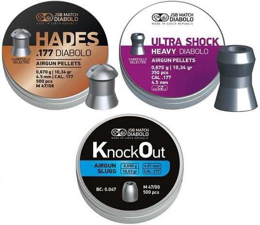 Комплект куль JSB Diabolo Hades/KnockOut Slugs/Heavy Ultra Shock