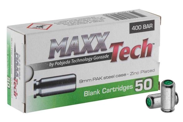 Набої холості MaxxTech Zinc Plated 9 мм (50 шт) - 1