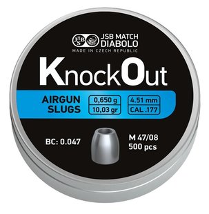 Пули пневматические JSB Diabolo KnockOut Slugs 0.65 гр (500 шт) - 1