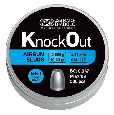 Пули пневматические JSB Diabolo KnockOut Slugs MK II 0.65 гр (500 шт) - 1